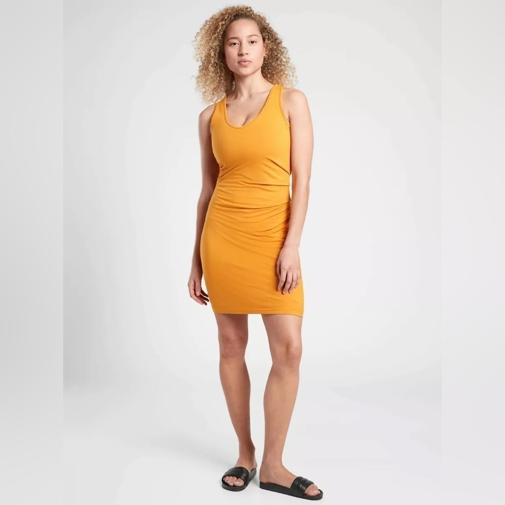 Athleta Sleeveless Della Dress Abyssinian Yellow Sz MT